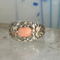 Black Hills Gold ring peach coral leaves band pinky sterling silver size 4.7 12K over sterling women