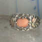 Black Hills Gold ring peach coral leaves band pinky sterling silver size 4.7 12K over sterling women