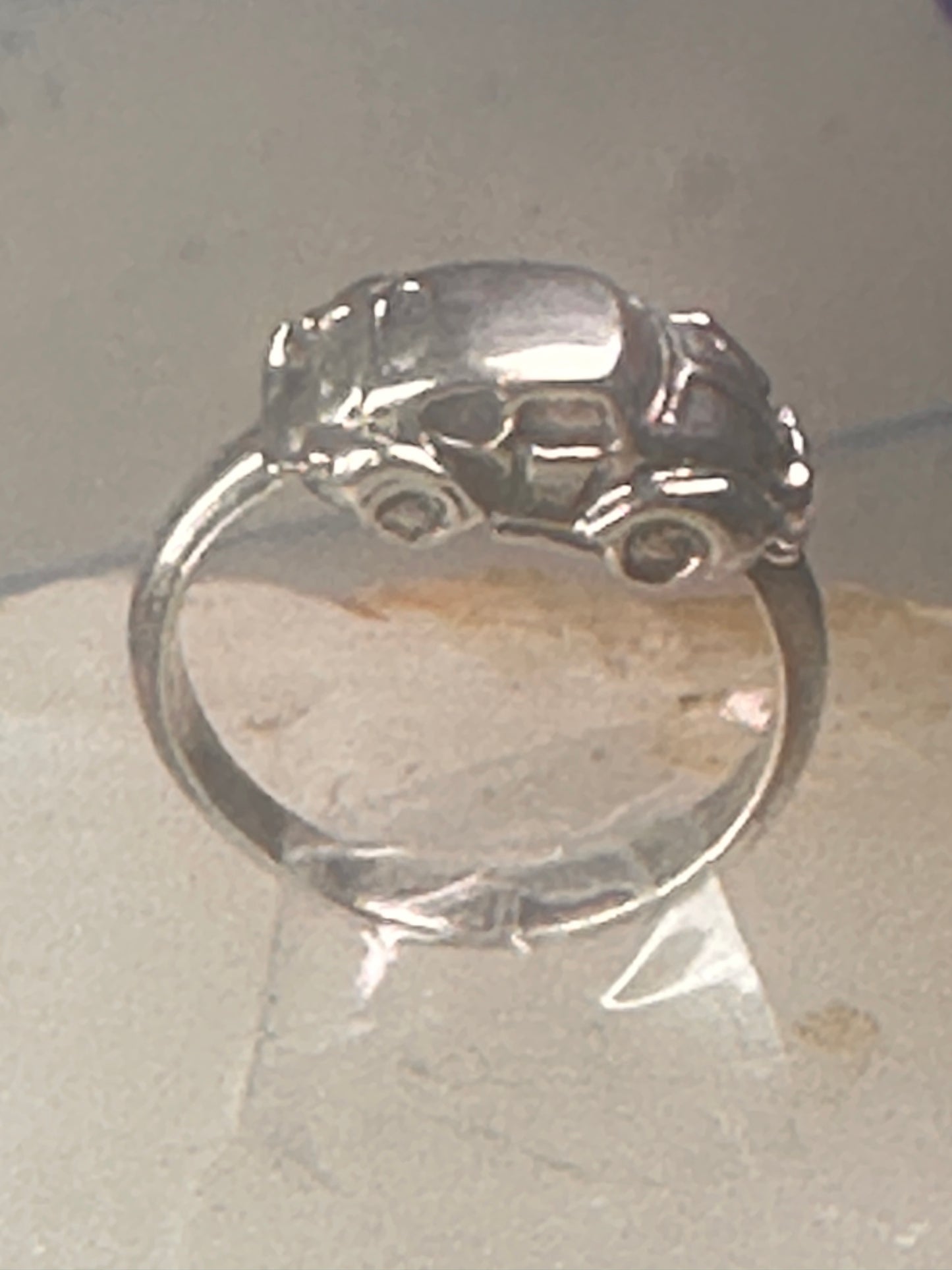 Car ring moving car volkswagen bug band solid size 5.25 sterling silver women