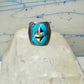 Turquoise ring Cobblestone Native American abalone onyx spiny oyster size 12.7 sterling silver women men