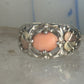 Black Hills Gold ring peach coral leaves band pinky sterling silver size 4.7 12K over sterling women