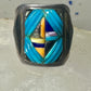 Turquoise ring Cobblestone Native American abalone onyx spiny oyster size 12.7 sterling silver women men