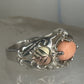 Black Hills Gold ring peach coral leaves band pinky sterling silver size 4.7 12K over sterling women