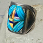 Turquoise ring Cobblestone Native American abalone onyx spiny oyster size 12.7 sterling silver women men