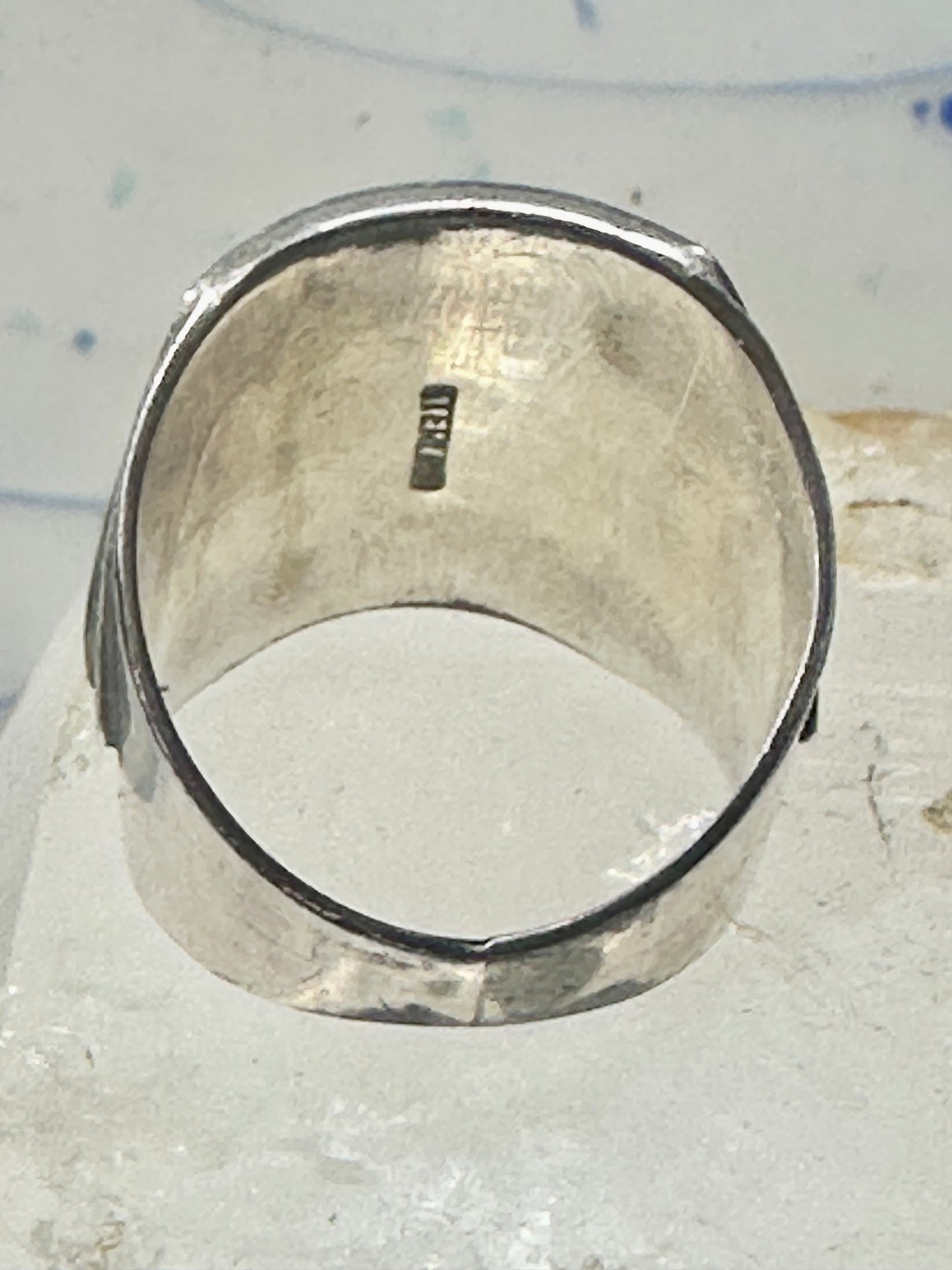 Turquoise ring Cobblestone Native American abalone onyx spiny oyster size 12.7 sterling silver women men