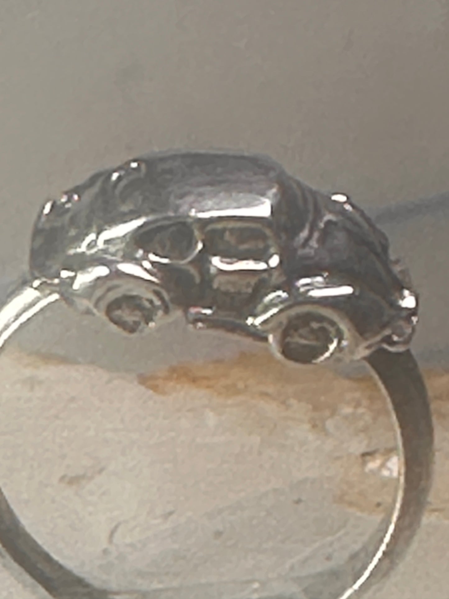 Car ring moving car volkswagen bug band solid size 5.25 sterling silver women