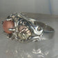 Black Hills Gold ring peach coral leaves band pinky sterling silver size 4.7 12K over sterling women