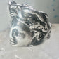 Face ring classic mythology woman band birds or snakes head Medusa?sterling silver size 5.75 women