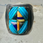 Turquoise ring Cobblestone Native American abalone onyx spiny oyster size 12.7 sterling silver women men