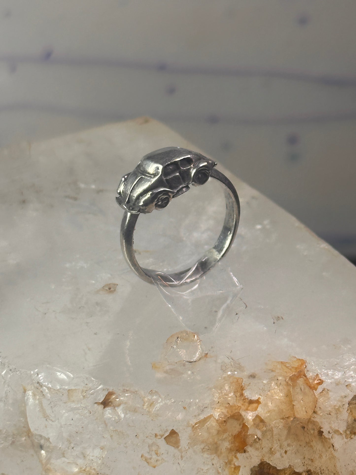 Car ring moving car volkswagen bug band solid size 5.25 sterling silver women