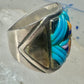Turquoise ring Cobblestone Native American abalone onyx spiny oyster size 12.7 sterling silver women men