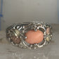 Black Hills Gold ring peach coral leaves band pinky sterling silver size 4.7 12K over sterling women