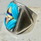 Turquoise ring Cobblestone Native American abalone onyx spiny oyster size 12.7 sterling silver women men
