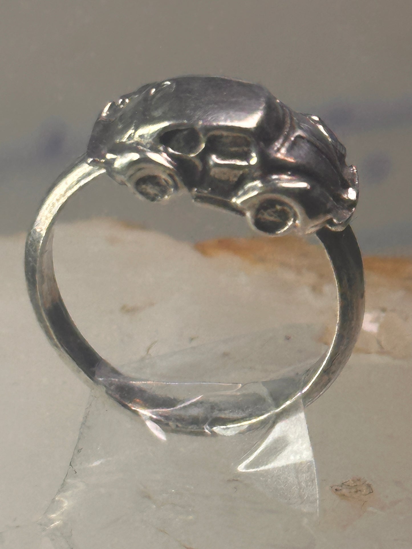 Car ring moving car volkswagen bug band solid size 5.25 sterling silver women