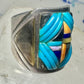 Turquoise ring Cobblestone Native American abalone onyx spiny oyster size 12.7 sterling silver women men