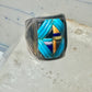 Turquoise ring Cobblestone Native American abalone onyx spiny oyster size 12.7 sterling silver women men