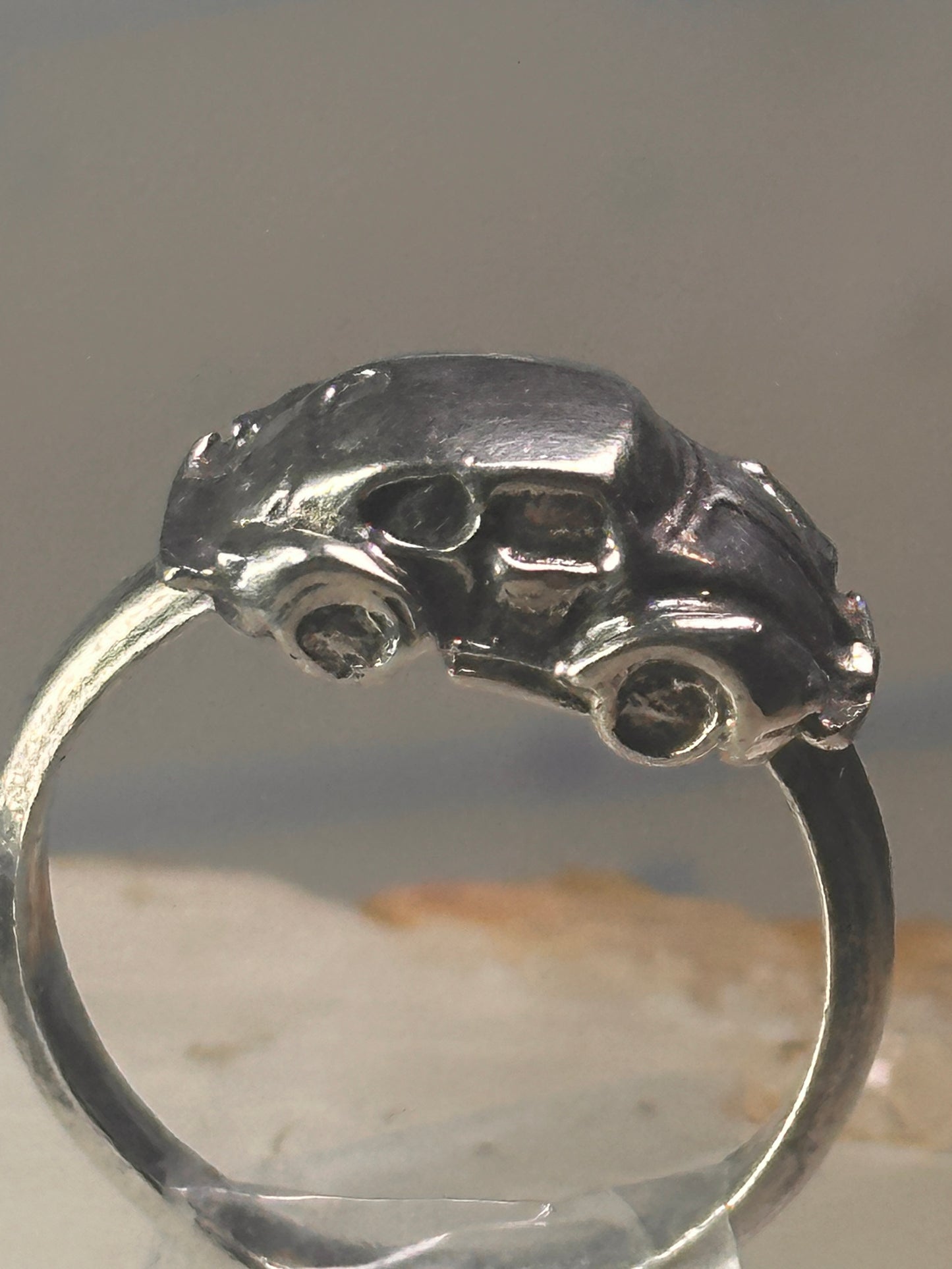 Car ring moving car volkswagen bug band solid size 5.25 sterling silver women