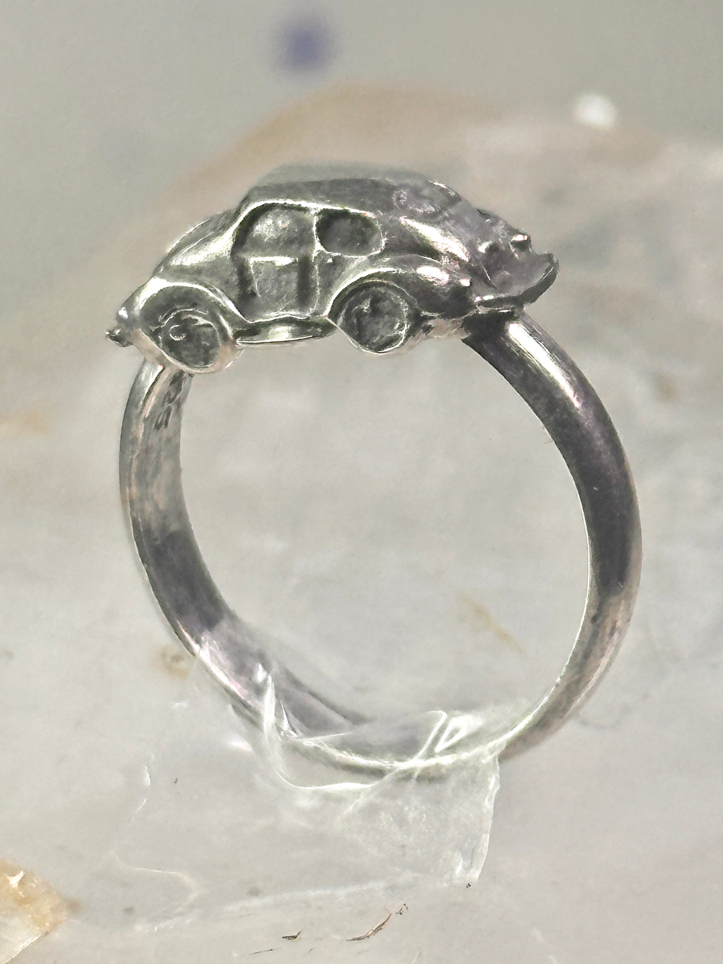 Car ring moving car volkswagen bug band solid size 5.25 sterling silver women