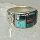 Turquoise ring southwest spirit bear band size 7.7 sterling silver women men