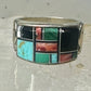 Turquoise ring southwest spirit bear band size 7.7 sterling silver women men
