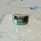 Turquoise ring southwest spirit bear band size 7.7 sterling silver women men