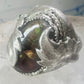 Fire Agate ring Navajo leaves band sterling silver size 11 women men