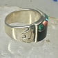 Turquoise ring southwest spirit bear band size 7.7 sterling silver women men