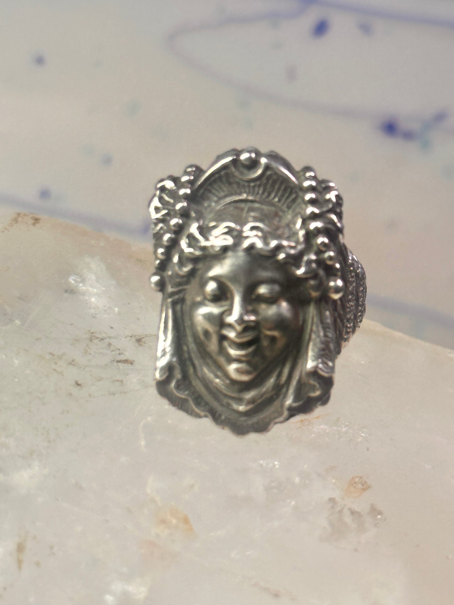 Poison ring lady Victorian pill poison band solid size 6.50 sterling silver women