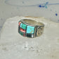 Turquoise ring southwest spirit bear band size 7.7 sterling silver women men