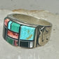 Turquoise ring southwest spirit bear band size 7.7 sterling silver women men
