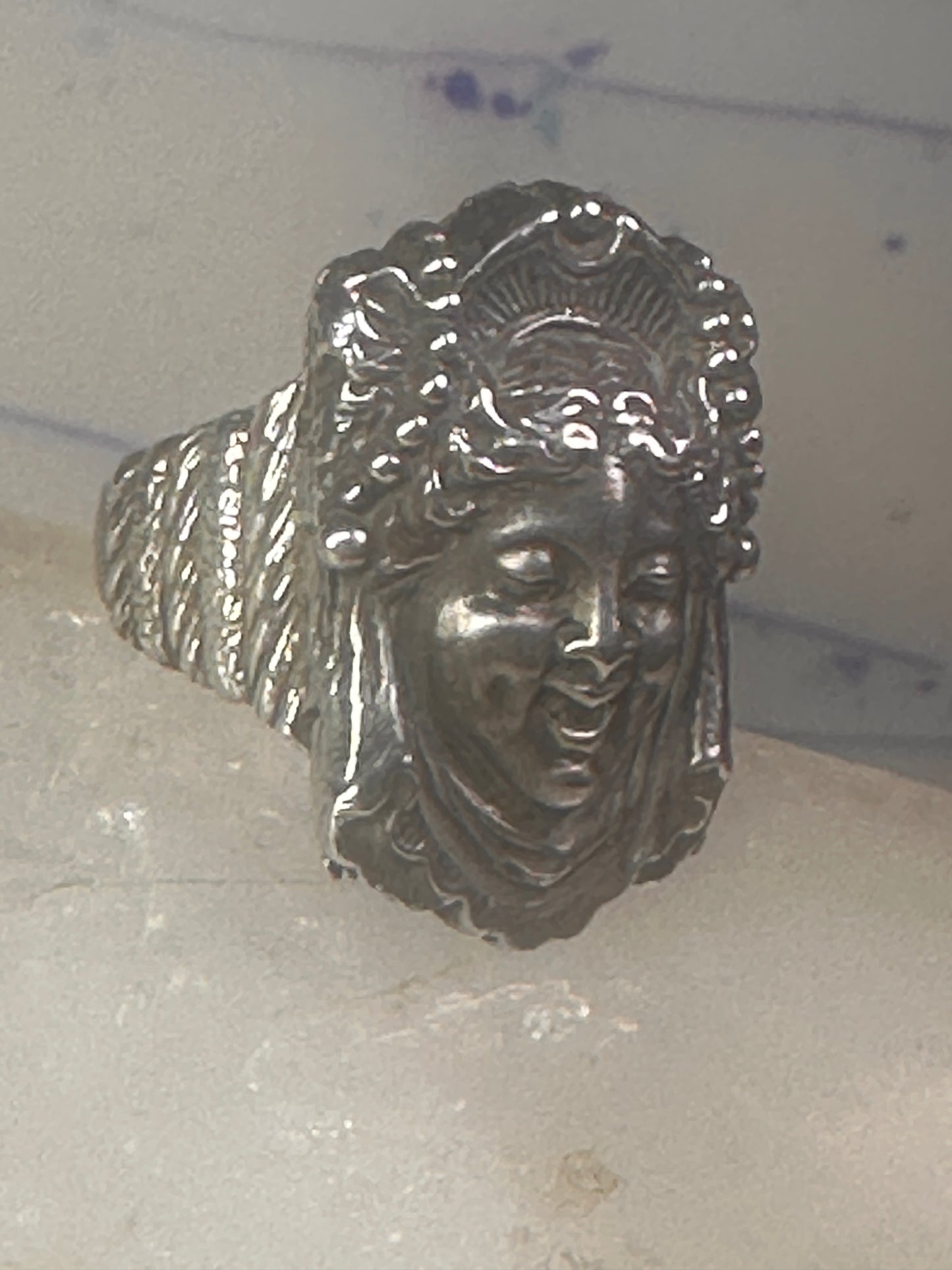 Poison ring lady Victorian pill poison band solid size 6.50 sterling silver women