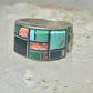 Turquoise ring southwest spirit bear band size 7.7 sterling silver women men