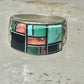 Turquoise ring southwest spirit bear band size 7.7 sterling silver women men
