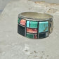 Turquoise ring southwest spirit bear band size 7.7 sterling silver women men