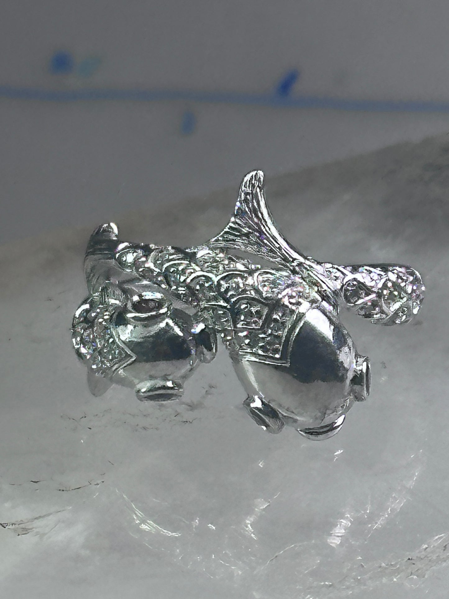 Koi fish Ring signed EA fish band size 8 pinky sterling silver women girls