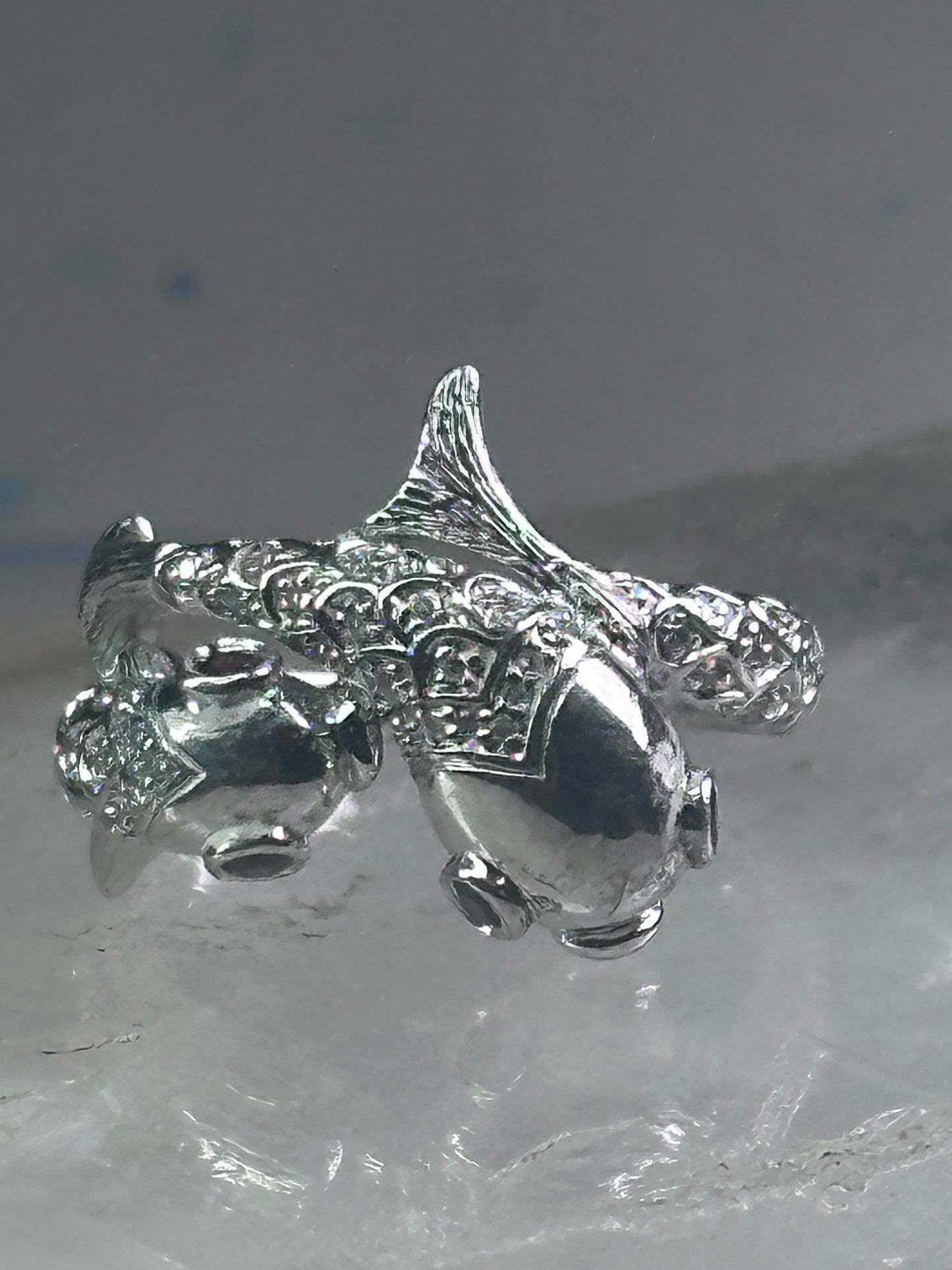 Koi fish Ring signed EA fish band size 8 pinky sterling silver women girls