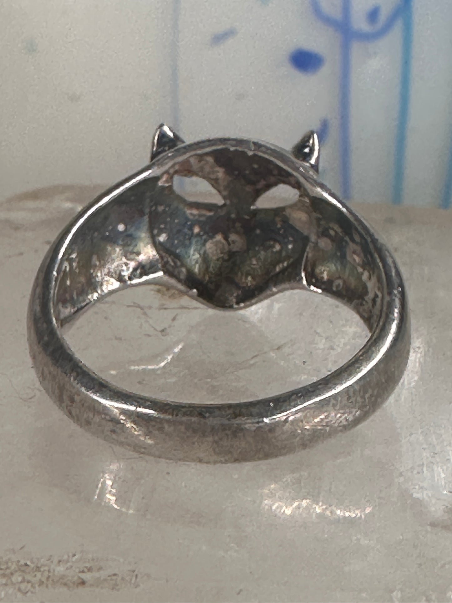 Cat ring face signed CBP 925 size 8 sterling silver women girls