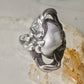 Pearl ring Art Nouveau Deco floral flower size 2.5 pinky sterling silver women girls