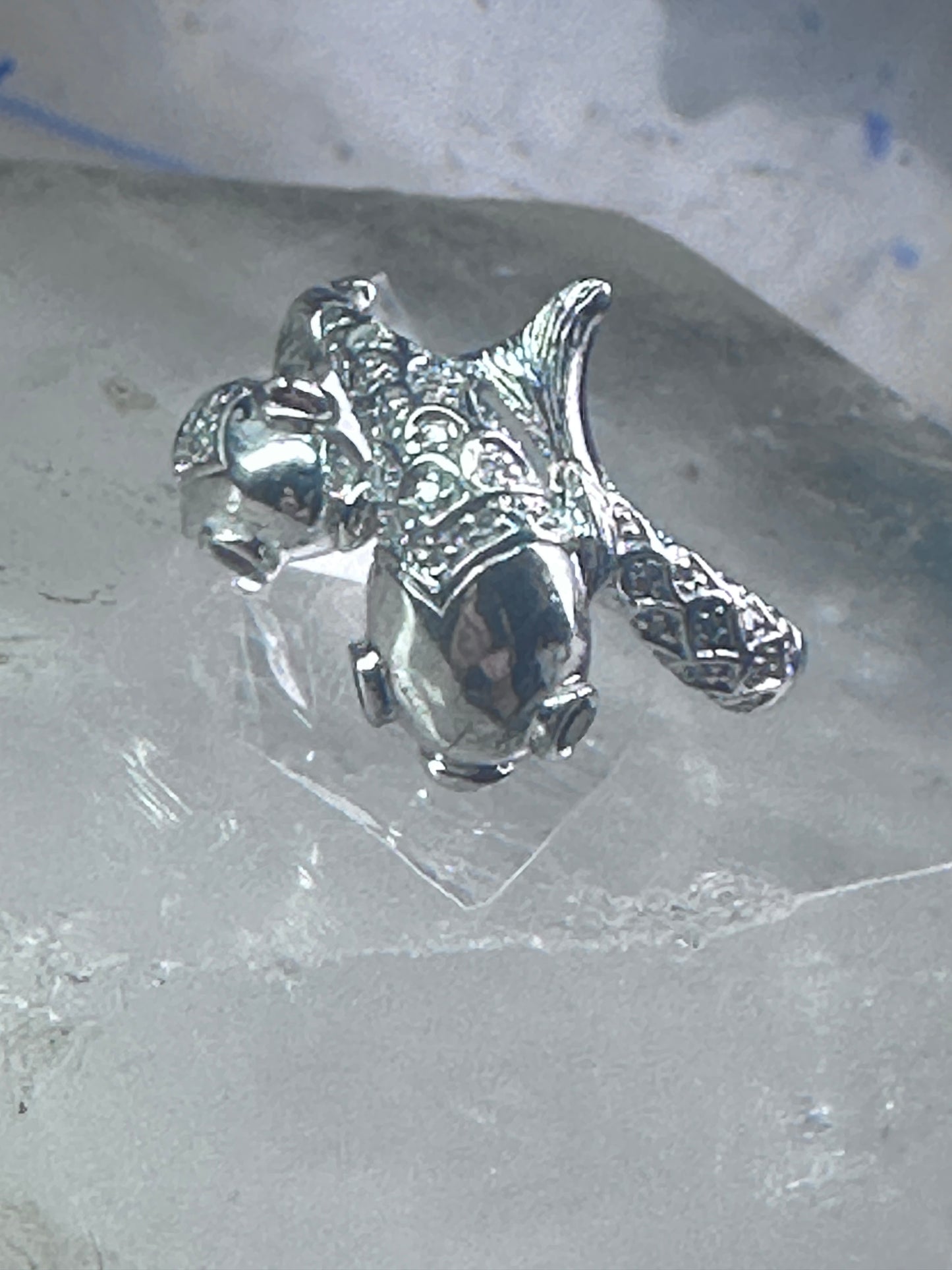 Koi fish Ring signed EA fish band size 8 pinky sterling silver women girls