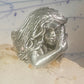 woman face ring lady band heavy solid size 8 sterling silver women