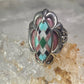 Pollack Ring Pink Rhodonite Turquoise size 6 sterling silver women
