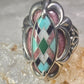 Pollack Ring Pink Rhodonite Turquoise size 6 sterling silver women