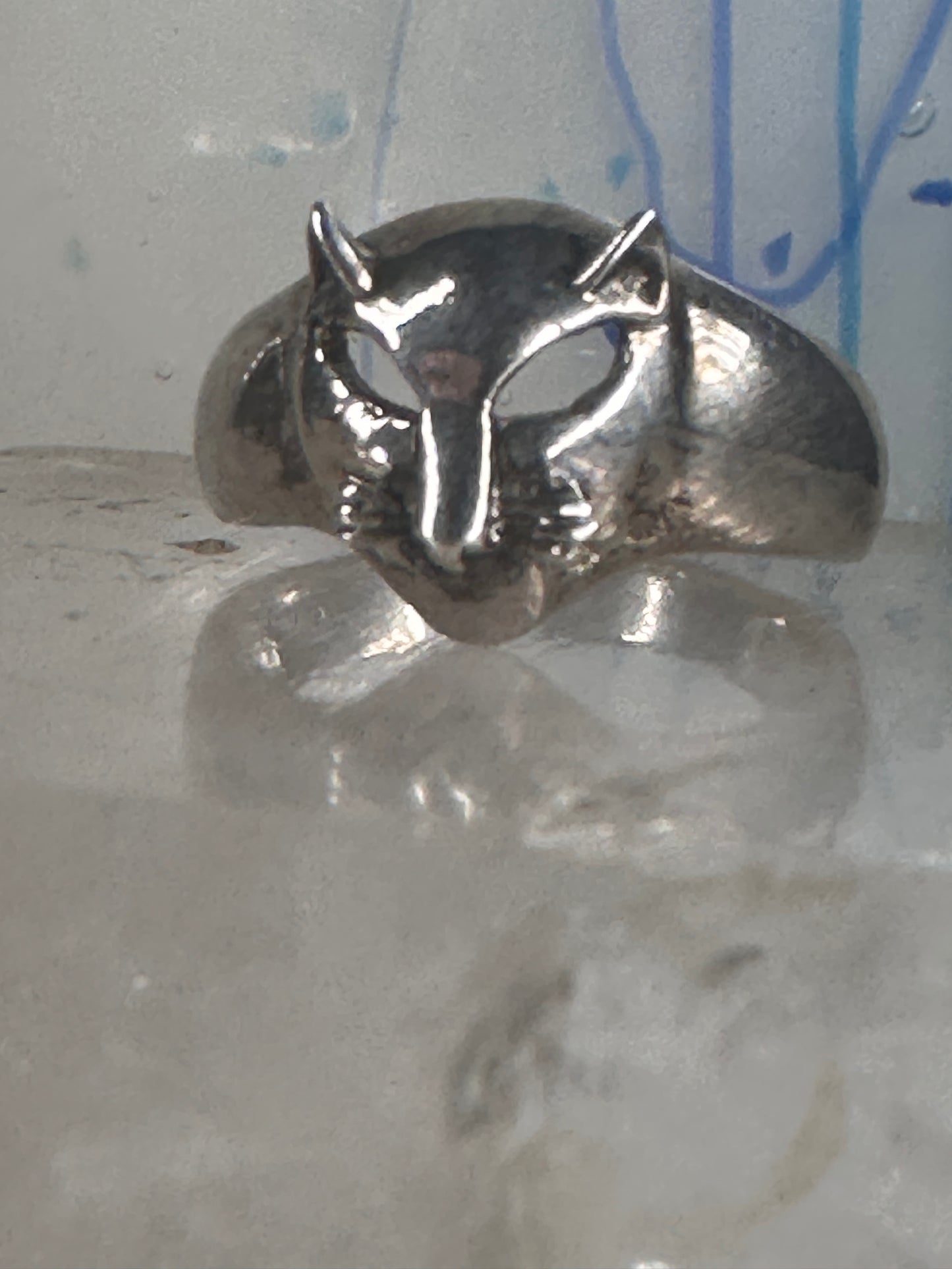 Cat ring face signed CBP 925 size 8 sterling silver women girls