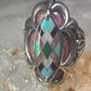 Pollack Ring Pink Rhodonite Turquoise size 6 sterling silver women