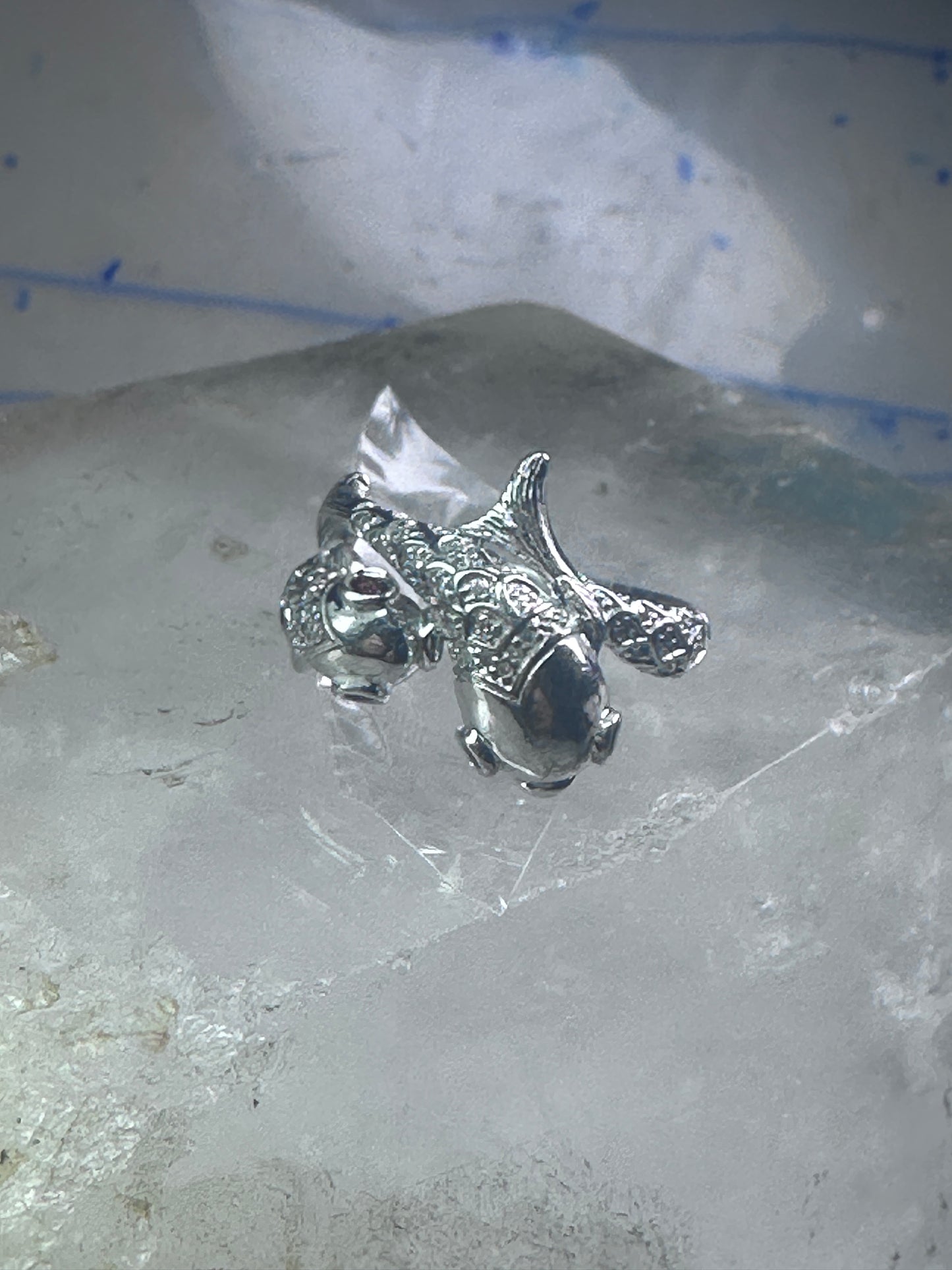 Koi fish Ring signed EA fish band size 8 pinky sterling silver women girls