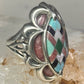 Pollack Ring Pink Rhodonite Turquoise size 6 sterling silver women