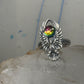 Eagle ring Crystal Rainbow prism orb by Shube size 4.50 pinky sterling silver band