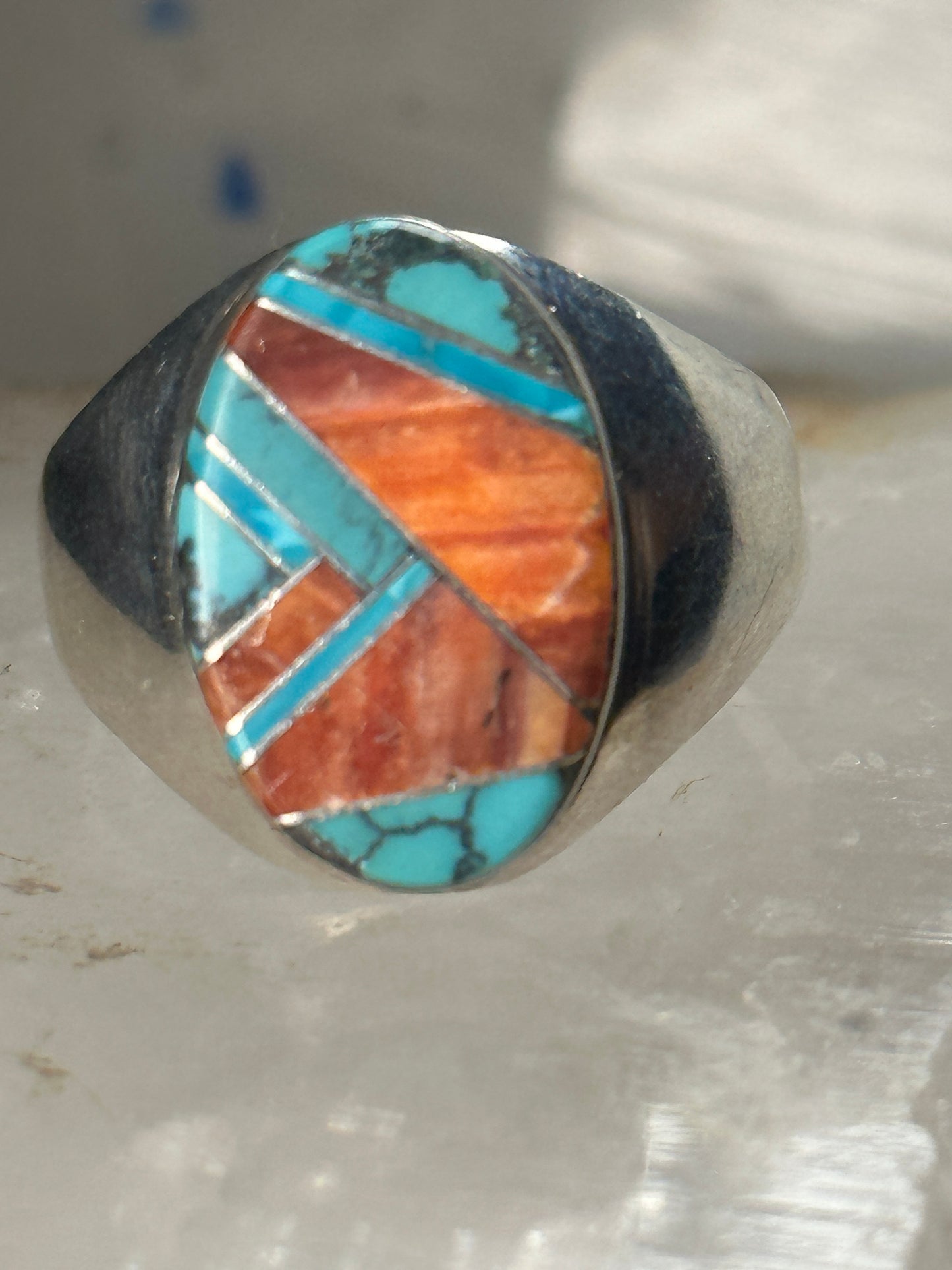 Navajo ring turquoise spiny oyster size 11 sterling silver women men