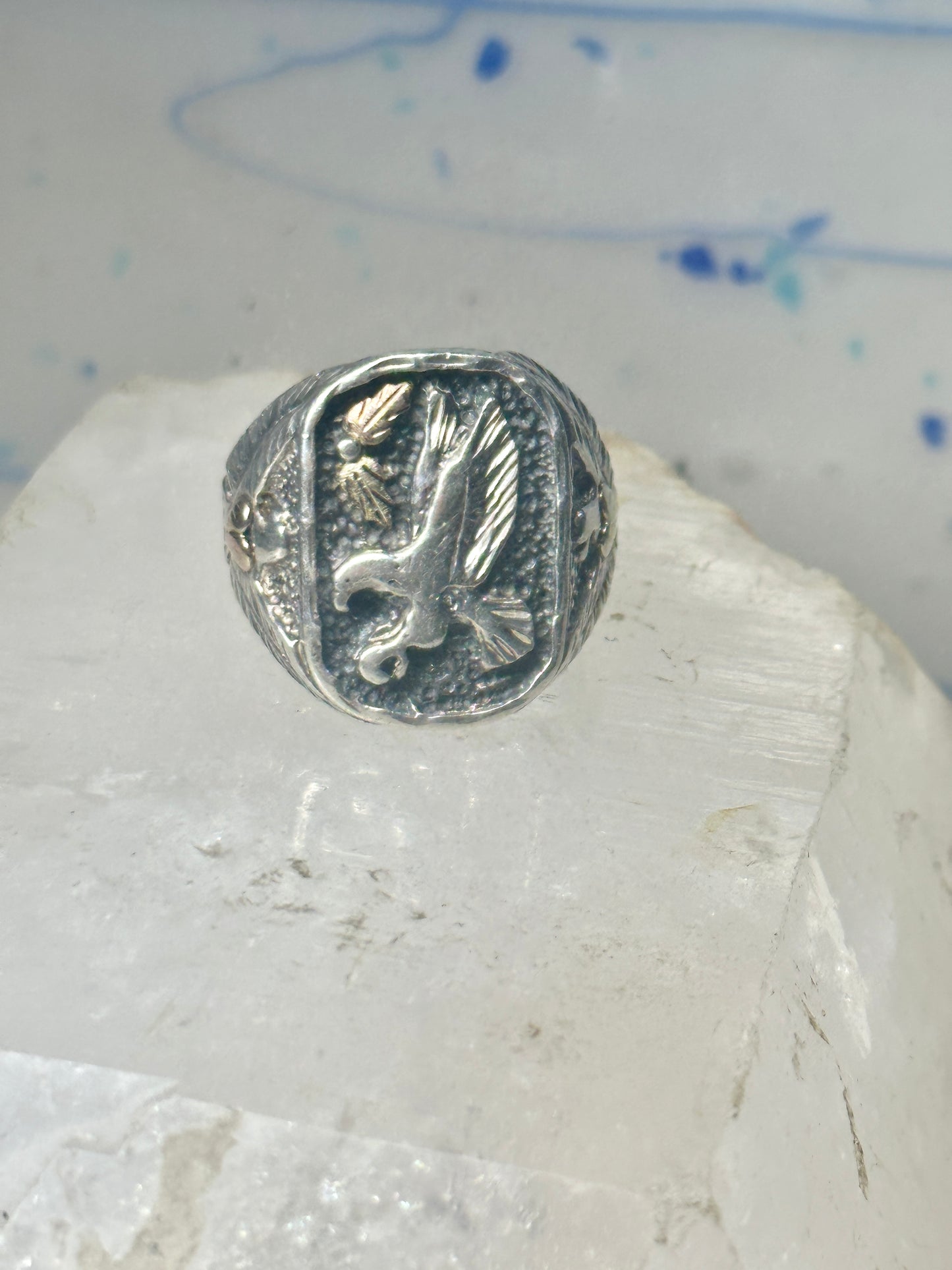 Eagle ring leaves heart band size 11.50 sterling silver women men