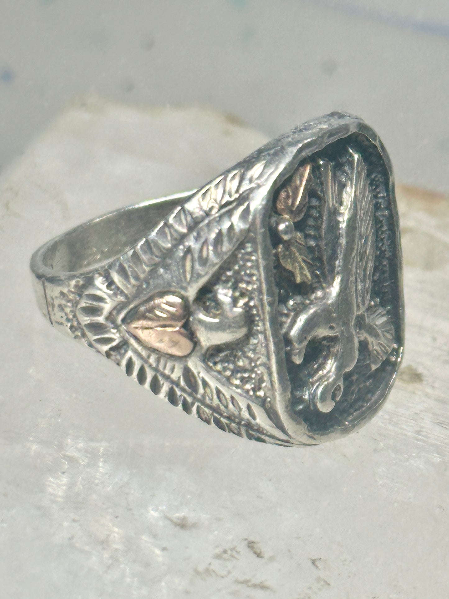 Eagle ring leaves heart band size 11.50 sterling silver women men